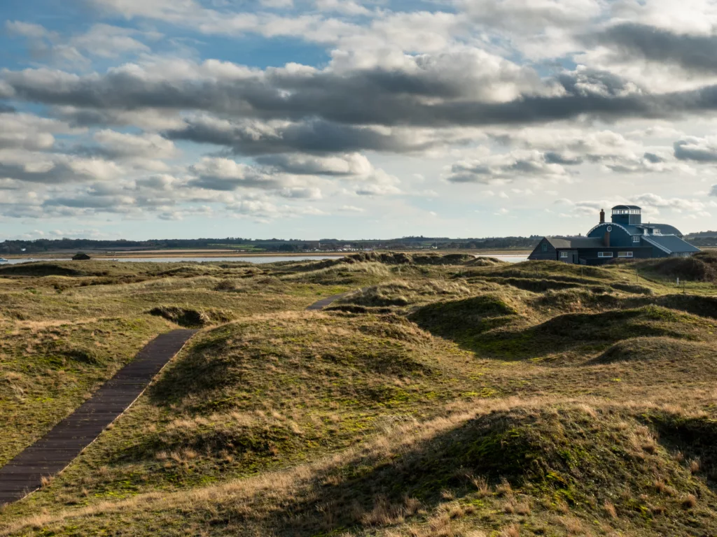 Blakeney dunes and view of the lifeboat house