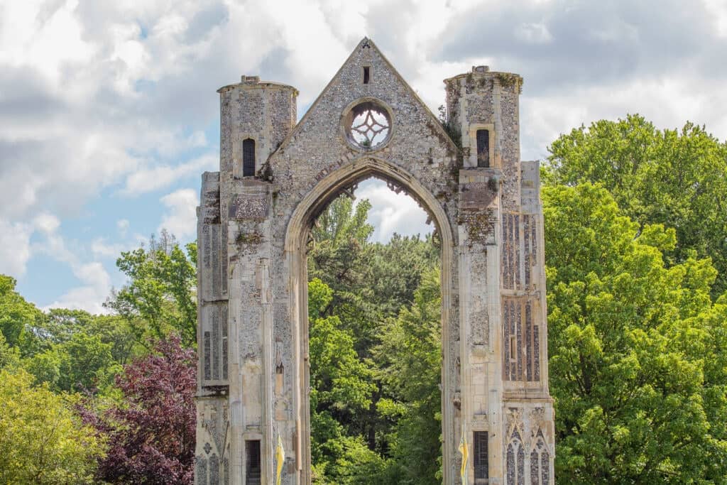 Shrine of Our Lady of Walsingham amongst trees.