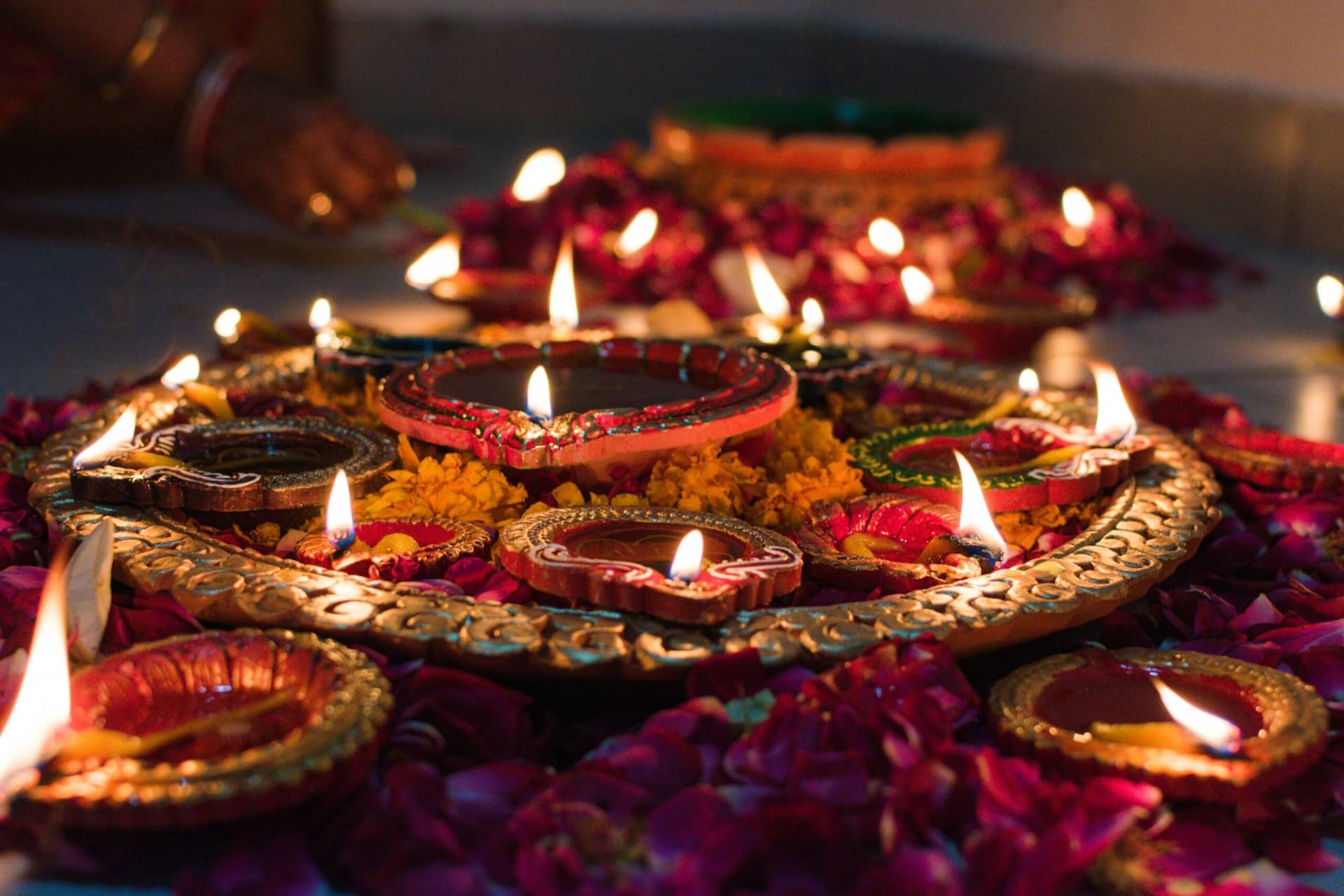 Diwali Candles lit.