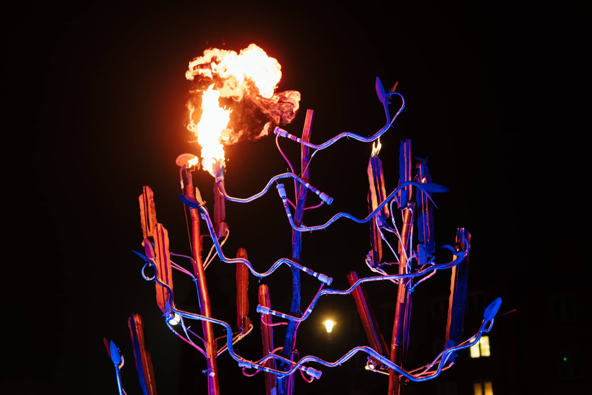 A fire on-top of a sculpture at a show in Great Yarmouth.