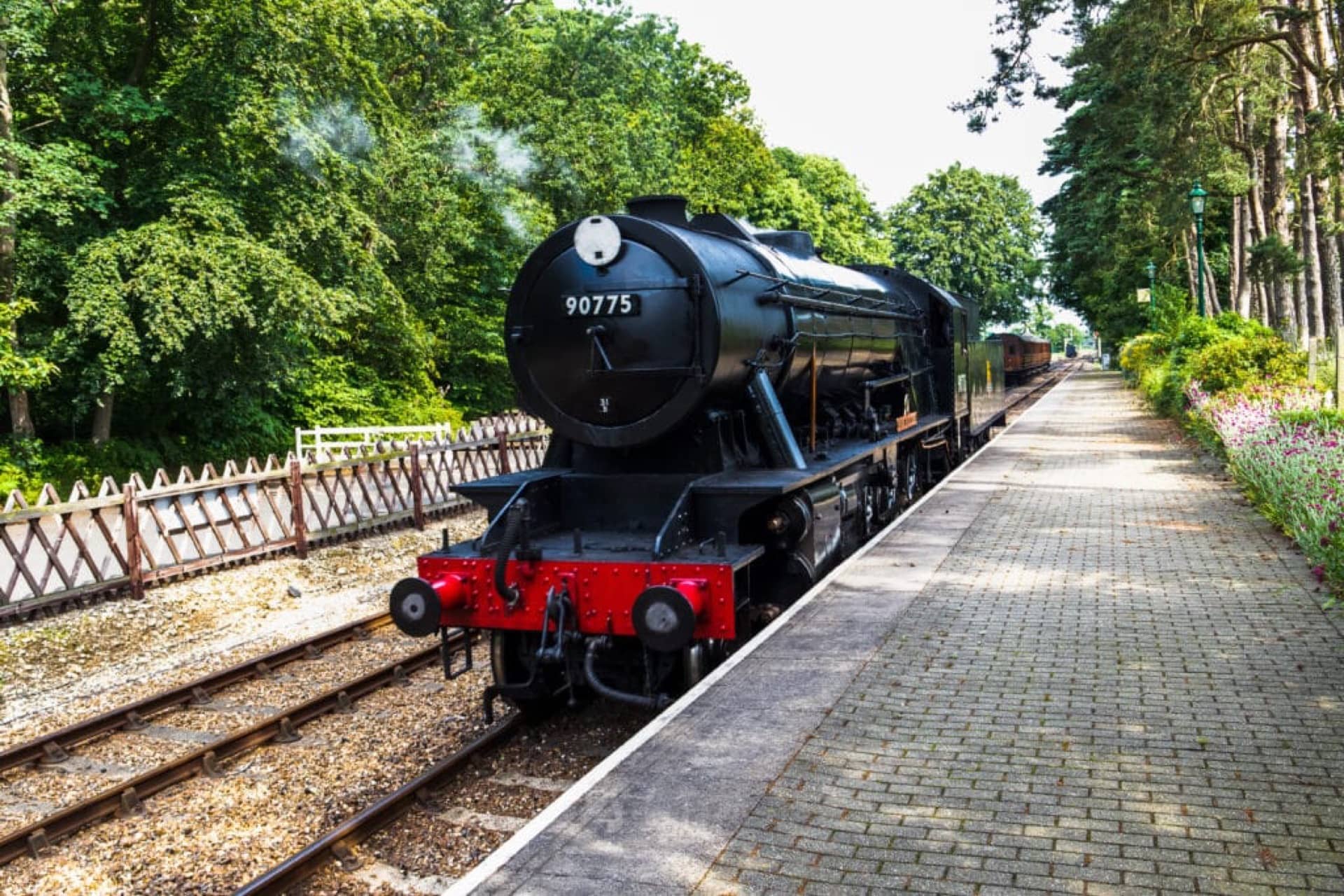 Poppy Line steam train, "The Royal Norfolk Regiment" steam train seen at Holt station in Norfolk, taken 9th July 2021.