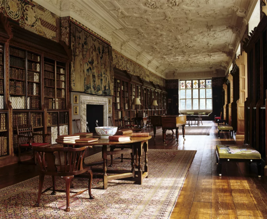 A view down the Long Gallery at Blickling Hall.