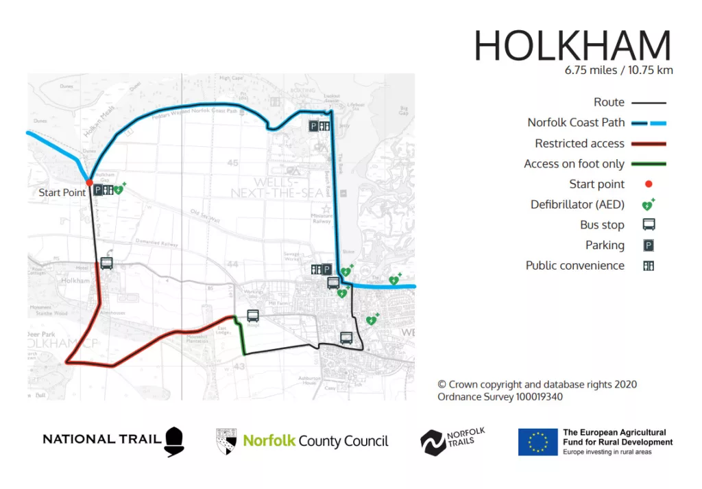 A map of the Holkham circular route